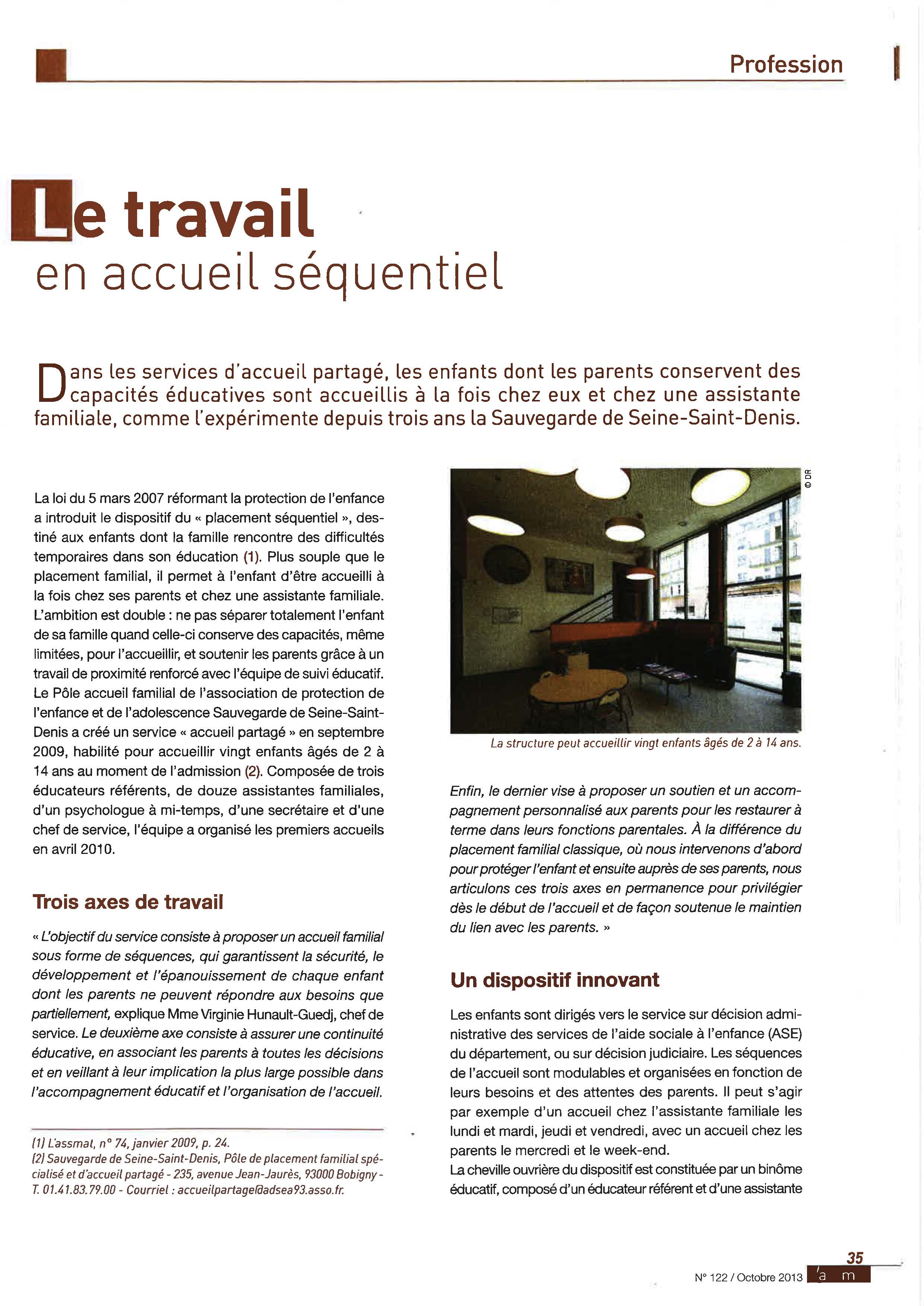 38 - Accueil séquentiel Page 1 - magazine ASSMAT - Oct 2013